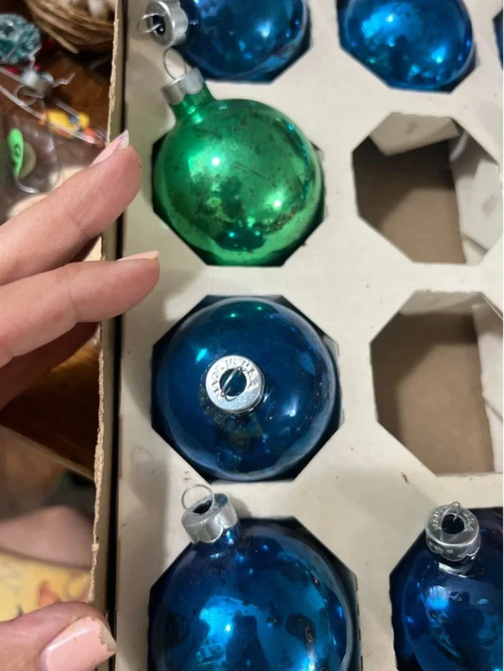 American made glass Christmas Ornaments, Sears Roebuck